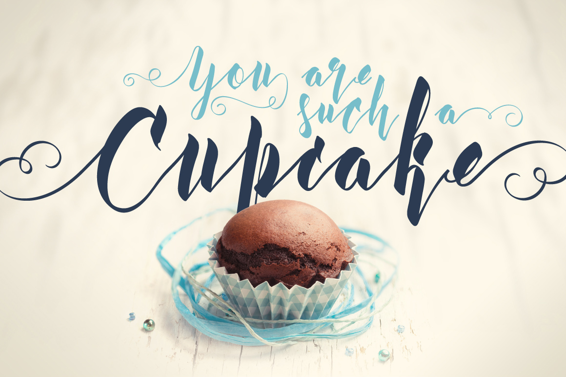 font Script calligraphic line cupcake muffin photo sweet tasty Typeface
