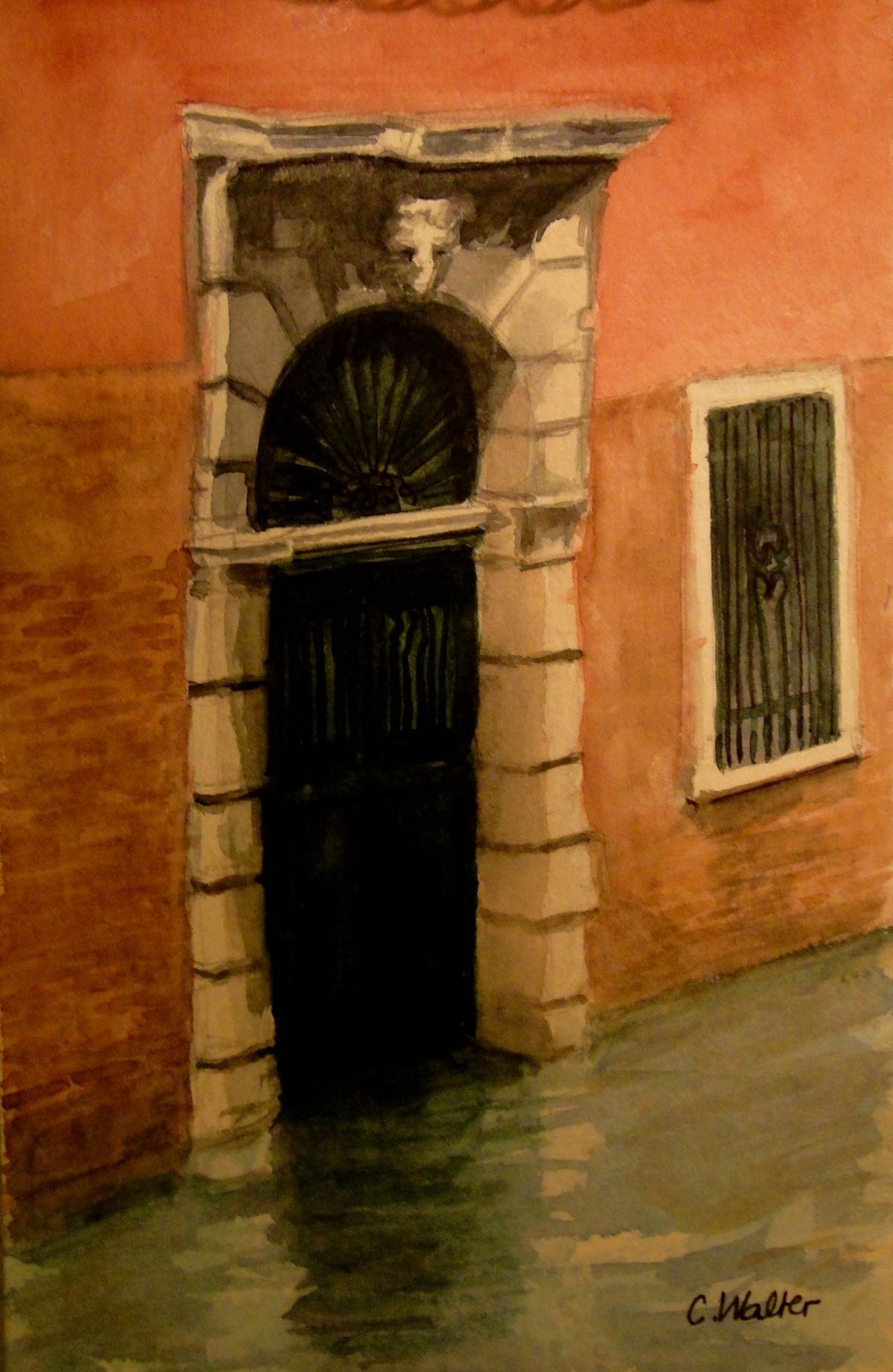 Venice door water watercolor