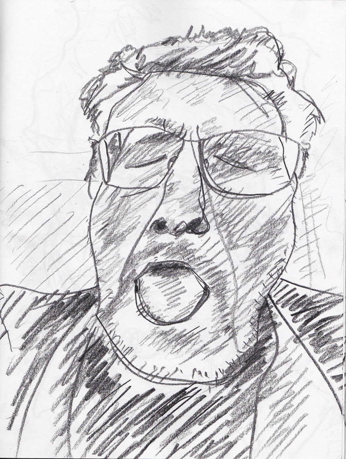 omer LaVi self portrait face selfy pecil pen cole