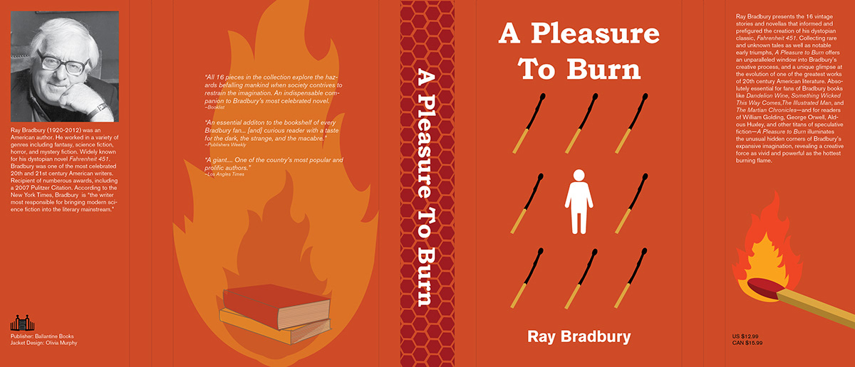 ray Bradbury book book design cover Fahrenheit 451 illustrated man pleasure to burn sci-fi