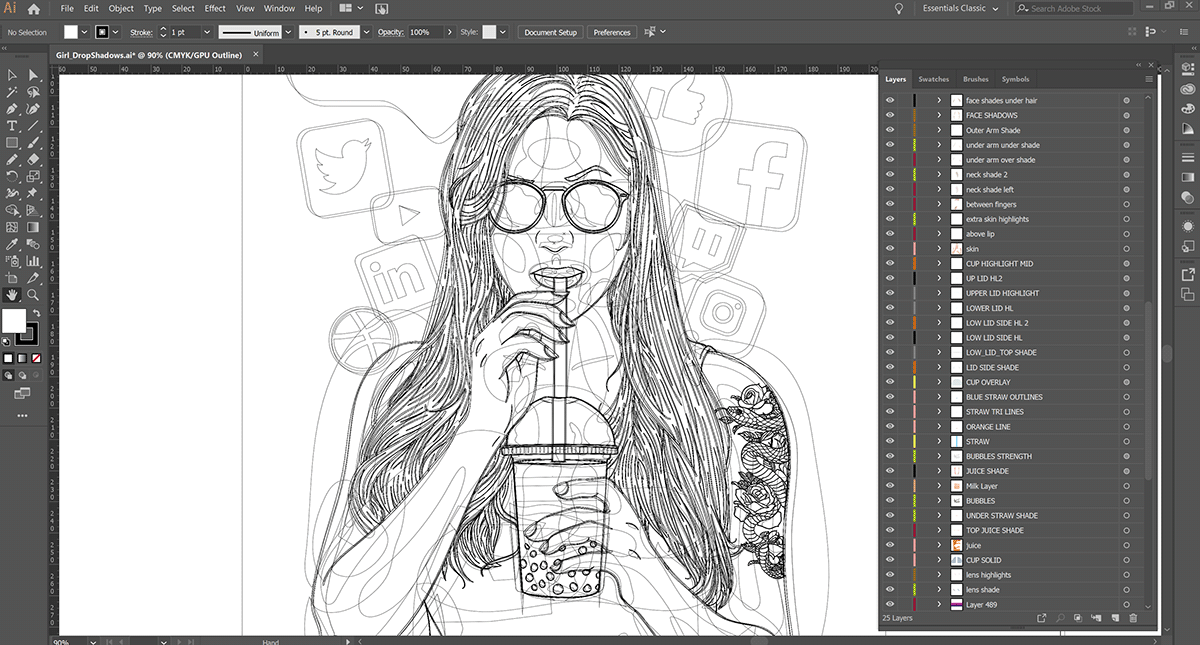 INFLUENCER social media girl bubble tea Sunglasses woman facebook instagram Twitch Linkedin