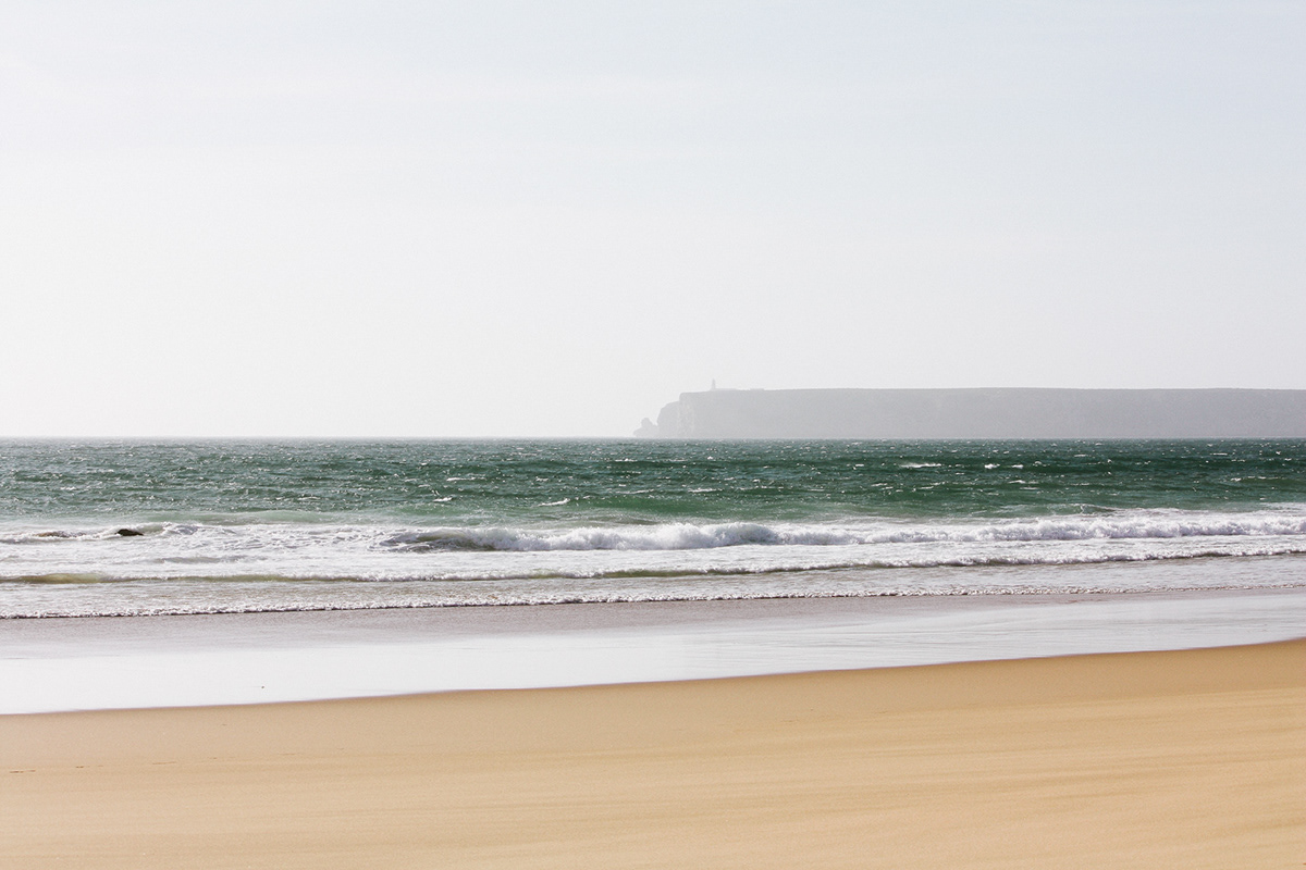 Algarve Portugal Surf Ocean beach waves cliff reflection panorama Landscape