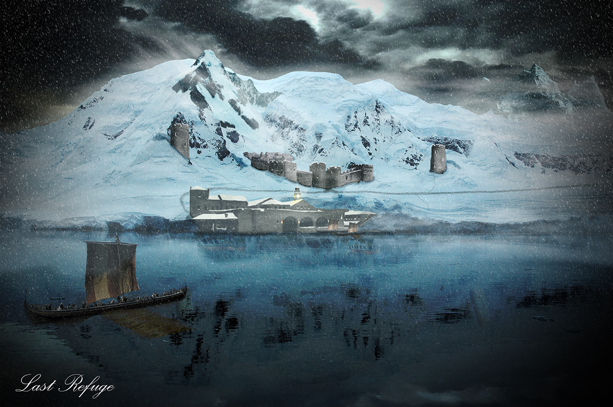 fantasy mountains Ocean ice Photo Manipulation  snow icy Last Refuge antarctic Blizzard Castle frozen