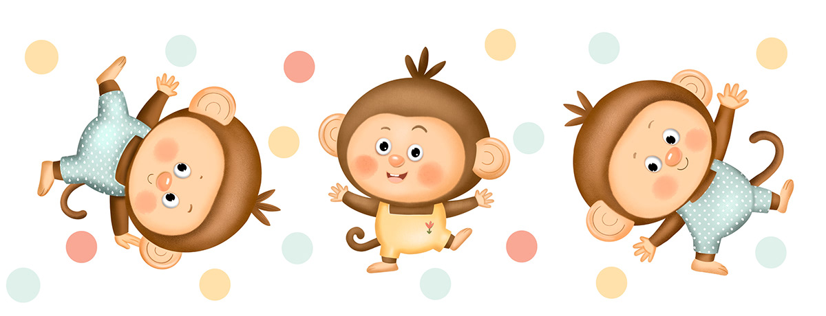 animal Character children illustration cute design digital illustration ILLUSTRATION  monkey childrensroom toy
