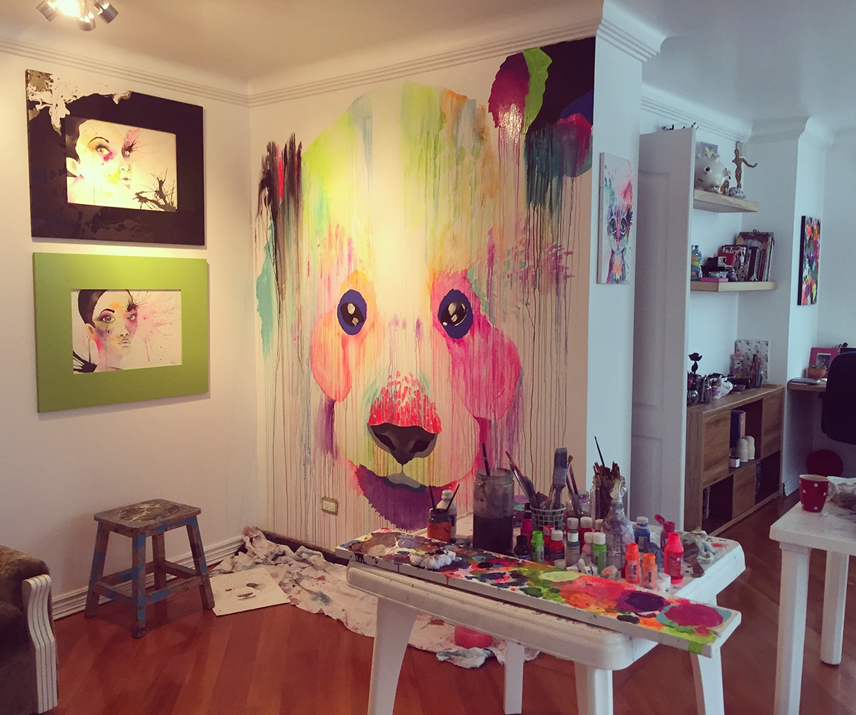 art Mural color Panda  studio Ecuador