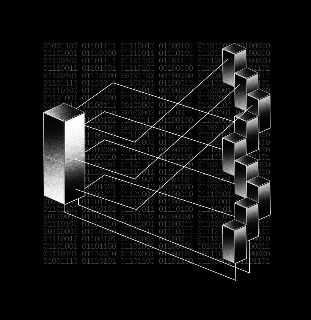 IBM black and white monochromtic type Isometric geometry science coding physics