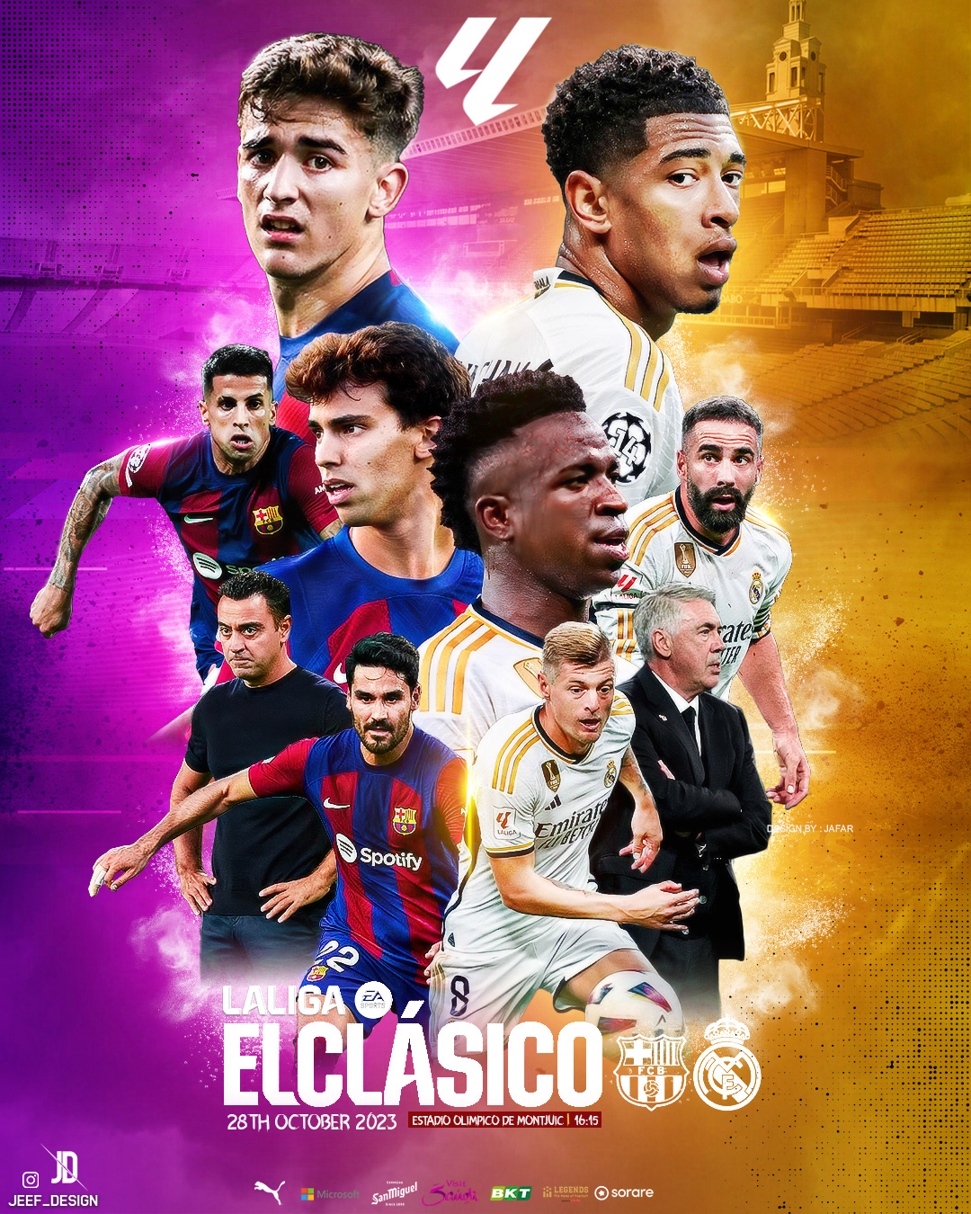 Real Madrid graphics wallpaper poster design sport El clasico wallpaper FC Barcelona champions league vinicius Bellingham la liga football