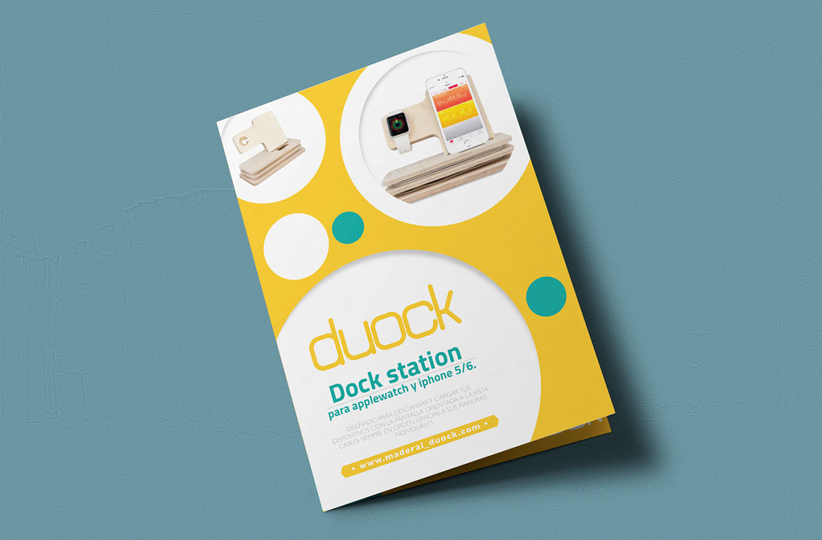 Duock charge station apple iwatch iphone product design decor home tecnology utility Brouchure communication Amazon wood