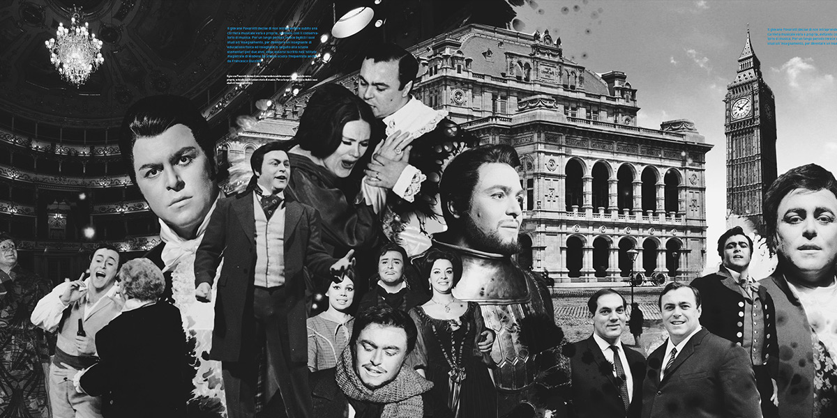 Pavarotti museum concept styleframe motion after effects timeline journey graphic design Style bw multiscreen