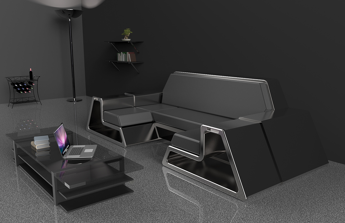 Couch sofa furniture modular keyshot Solidworks photoshop Illustrator Render design ID prototype 3d print model concept