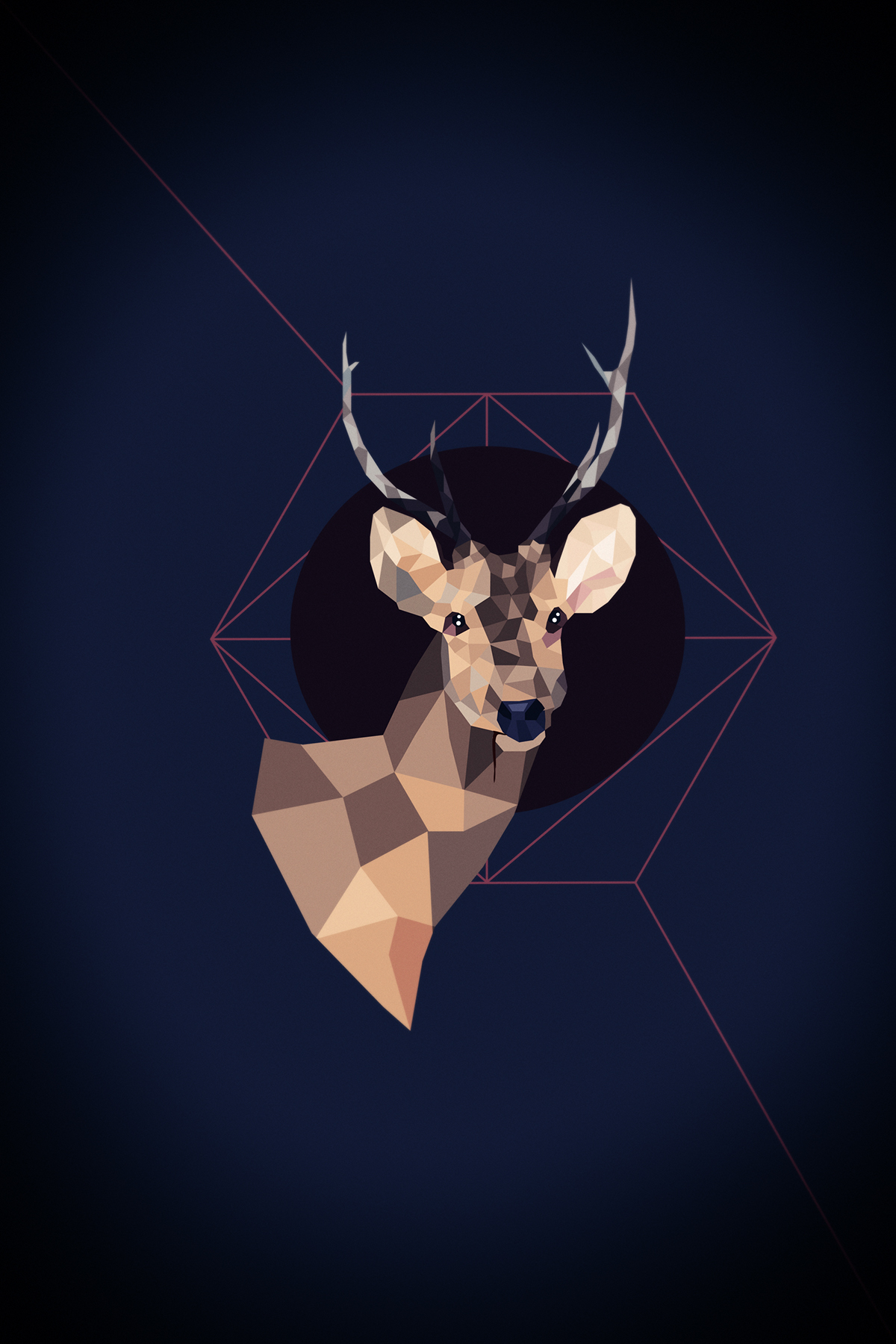 horse Triangles graphic lines pink green animal deer geometry animal Low Poly FOX