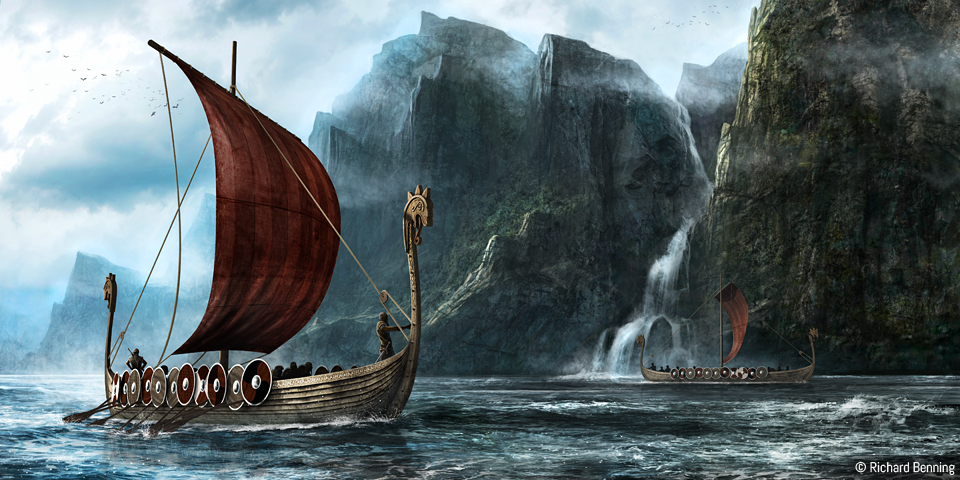 longboat viking boat ship 3D concept art nordic