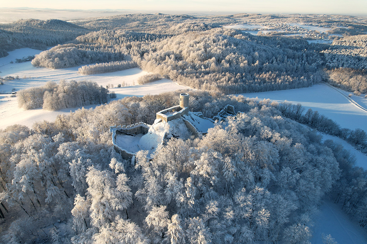 snow Landscape White Castle poland winter trees Photography  drone Aerial Photography