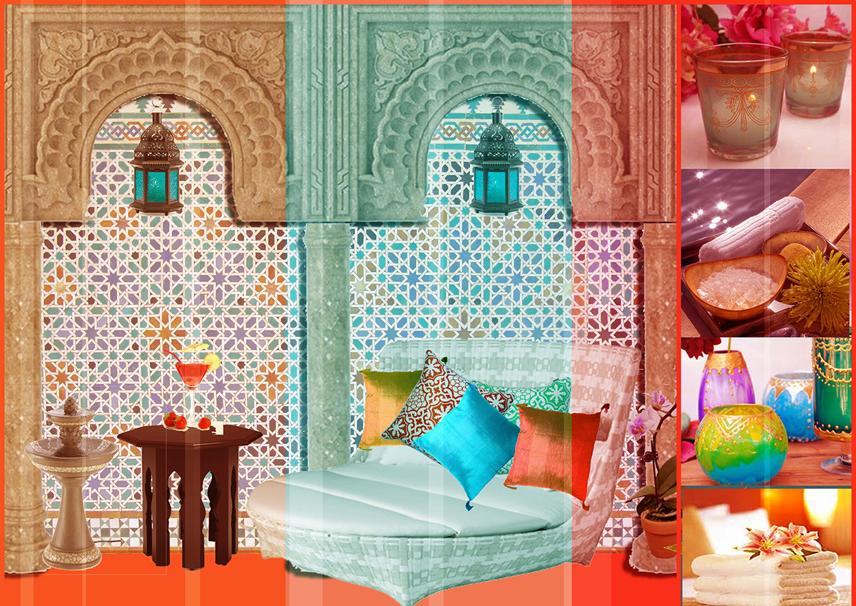 swimming pool  arabic Moroccan indoor hotel mosaique turquoise Arabesque Perspective 3d max fountain mashrabya candle party Arc