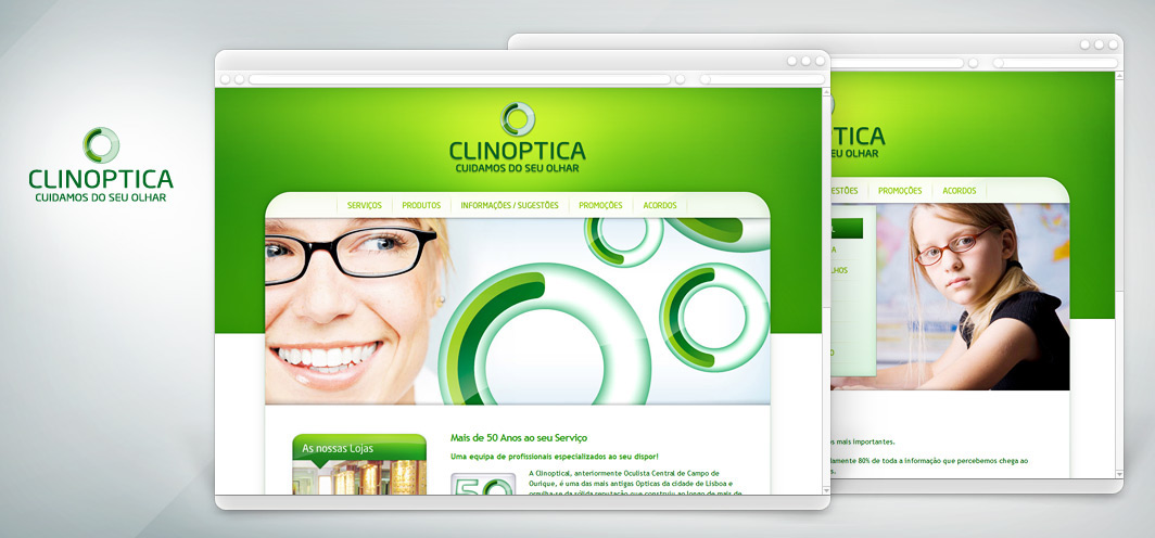 optic optica glasses green circles logo print Web promo Portugal Lisbon