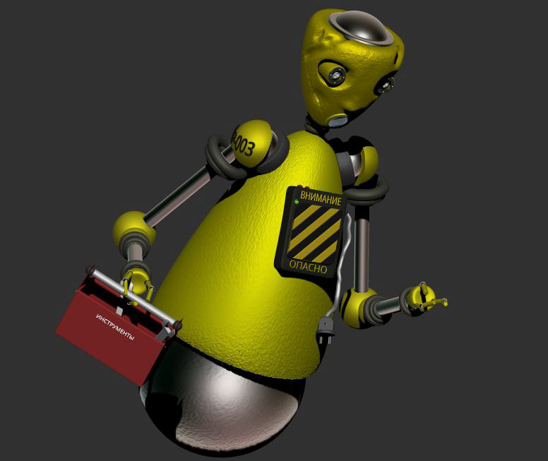 yellow robot Character Digital Art  Character design  3D visualization retrotechnology