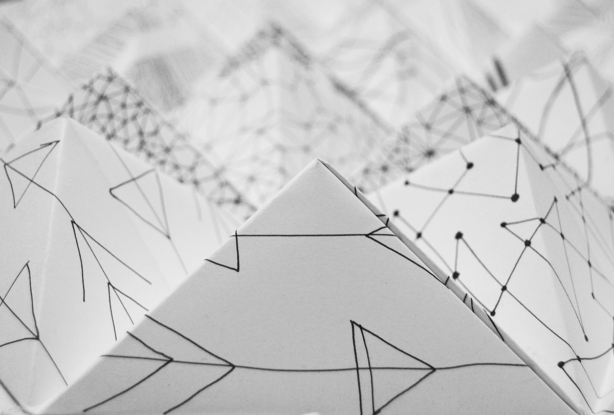 ink papersculpture graphicdesign paperart graphism shapes lights Drawing  origami  conceptualart