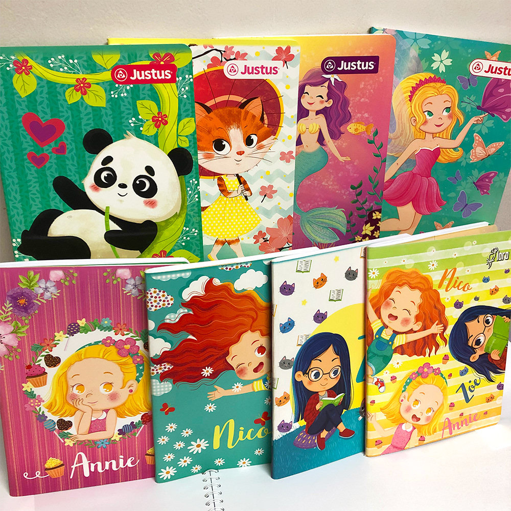 cuadernos notebook illustration animal Character design  illustrations diseño de personajes niñas diseño de cuadernos notebook covers Covers Design