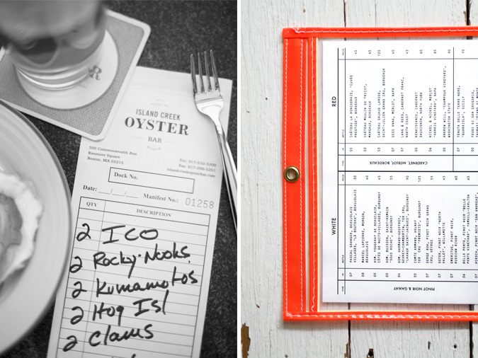 restaurant print envelope bar seafood identity logo menu Coasters letterpress Custom vintage Website neon oysters