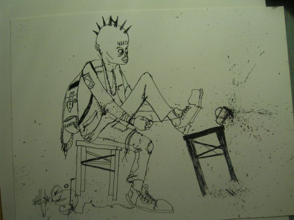 trash punk drawings ink splatter