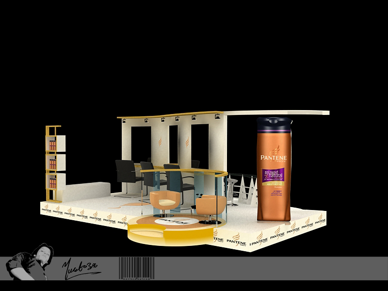 PANTENE shampoo design Interior new cool brand stall Kiosk booth 3D vray Render