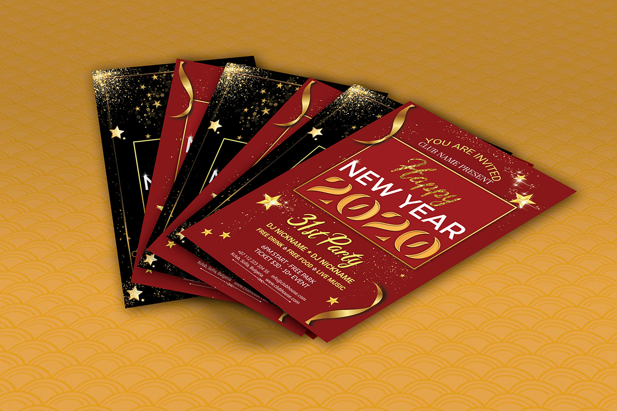 2020 party Christmas party club flyer dj flyer design flyer template gold hotpin