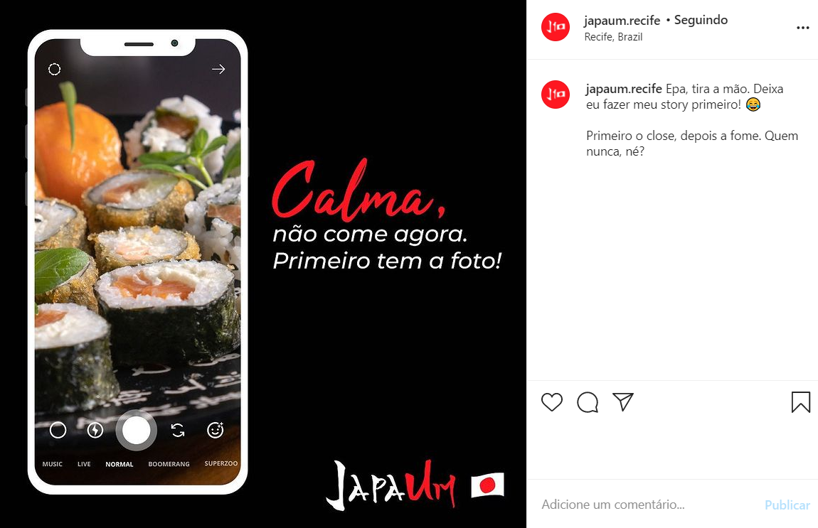 comida instagram japaum publicidade Redação Sushi