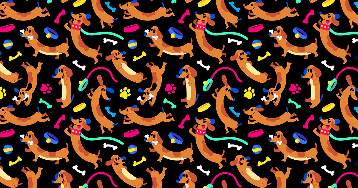 characterdesign dachshund dogpattern ILLUSTRATION  pattern patterndesign print