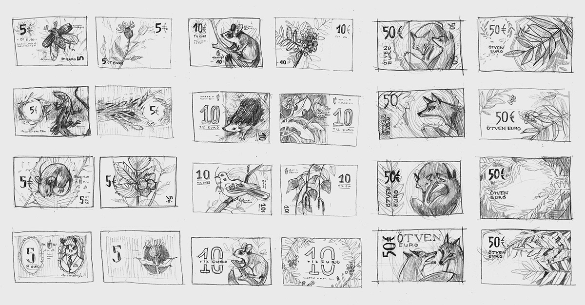 money Banknote paper money design etching print traditional animal Plant currency FOX analog