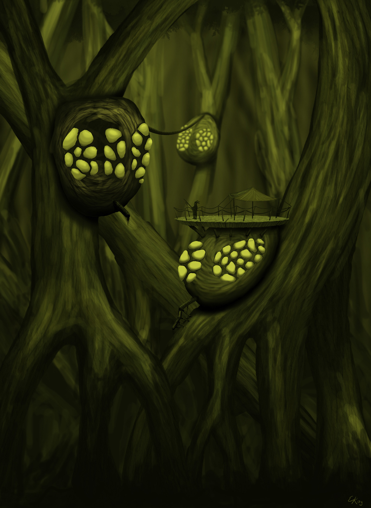 Tree   forest  wacom sketch digital painting concept green ligth