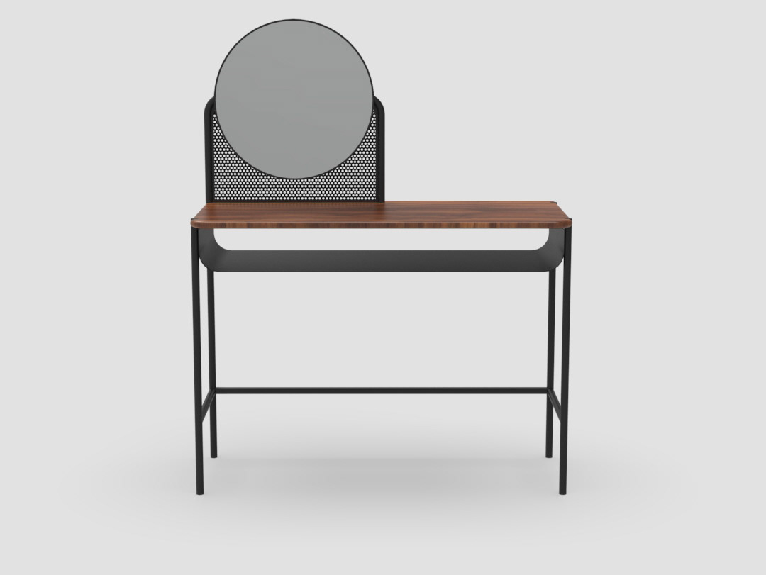 desk furniture steel vanity walnut wood