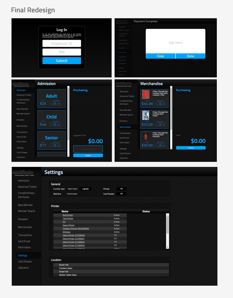 dark layout program design GUI