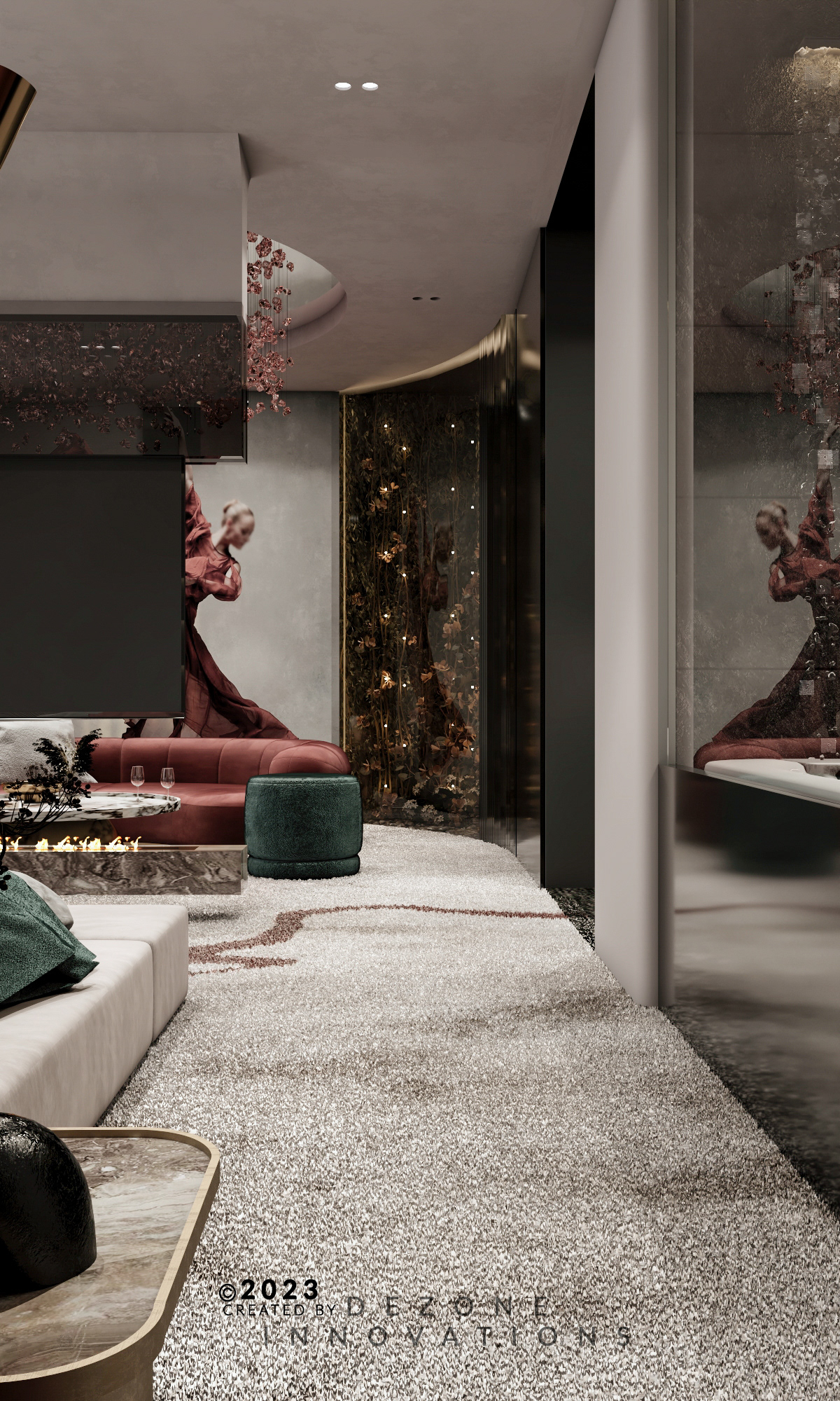 bedroom interior design  visualization bedroom design jacuzzi toilet bathroom luxury gold red