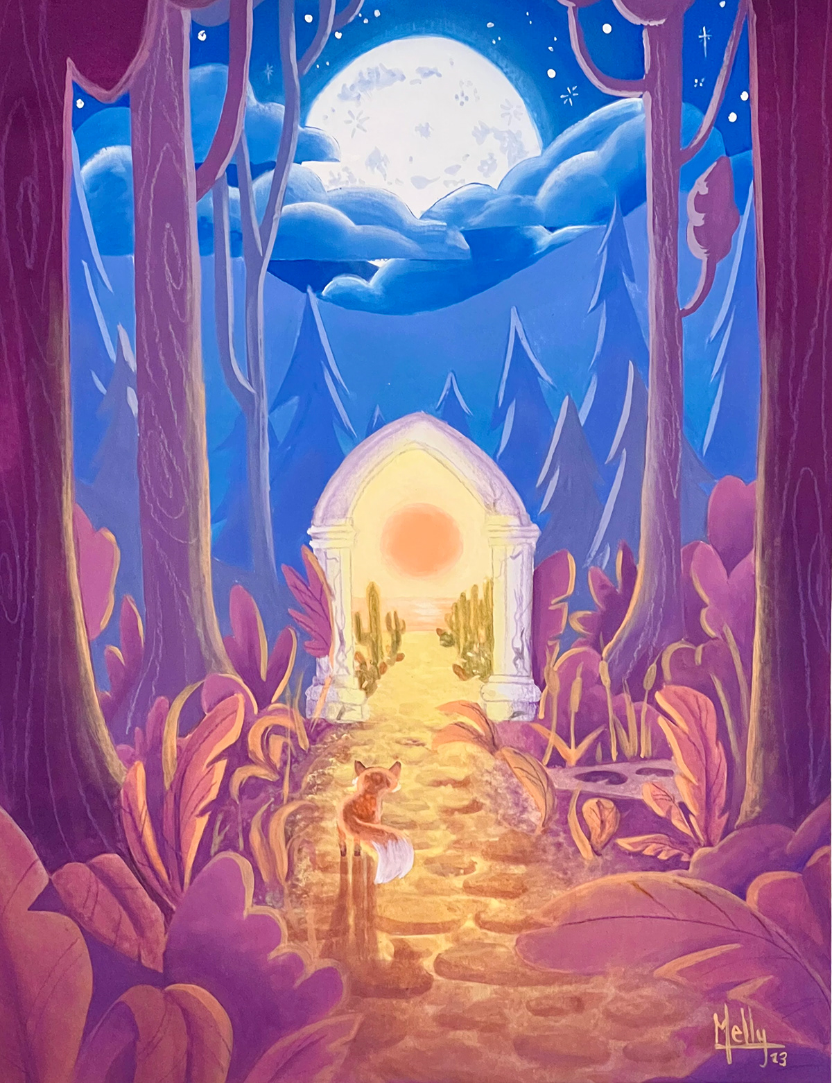 acrylic painting forest fantasy art ILLUSTRATION  portal