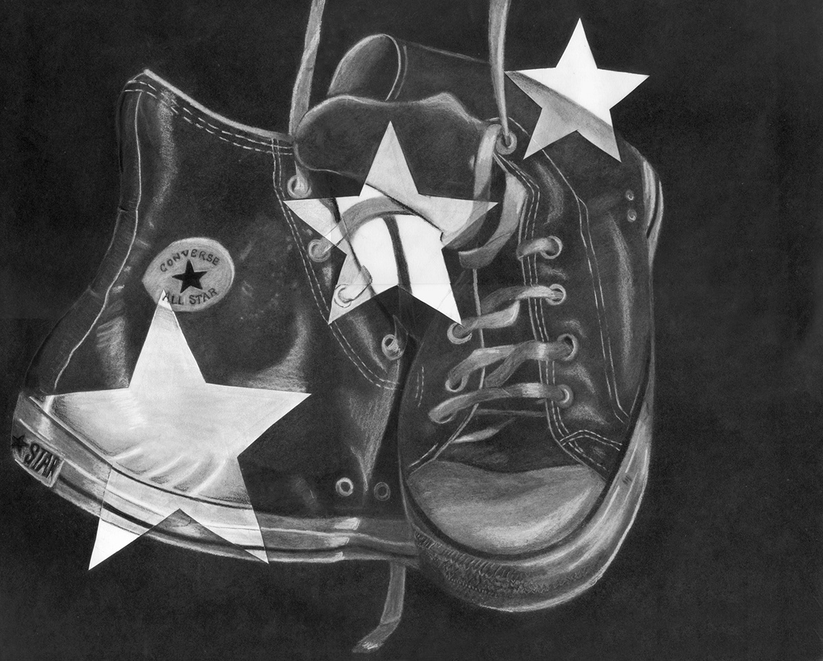 shoes stars Allstar converse jeans hands charcoal peppers pastel pointilism Boats watercolor