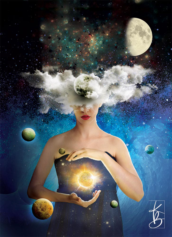 ILLUSTRATION  moon adobe photoshop Digital Art  collage surreal fantasy oracle cards