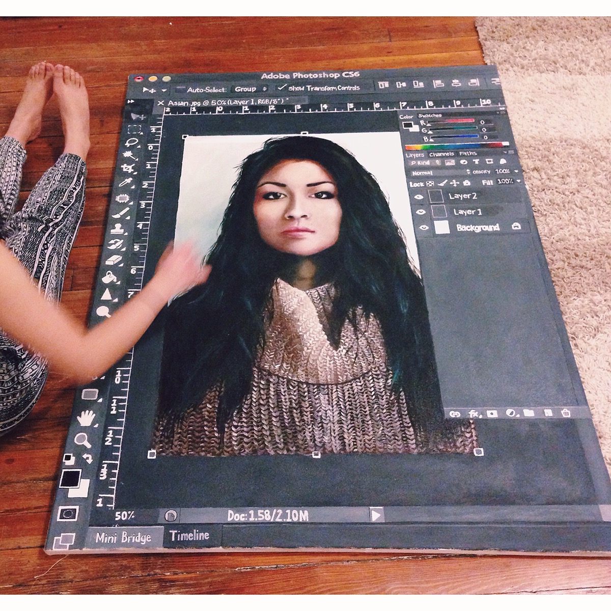 Adobe Portfolio racial self portrait photoshop paint identity fine art process Performance race asian VCU VCUarts