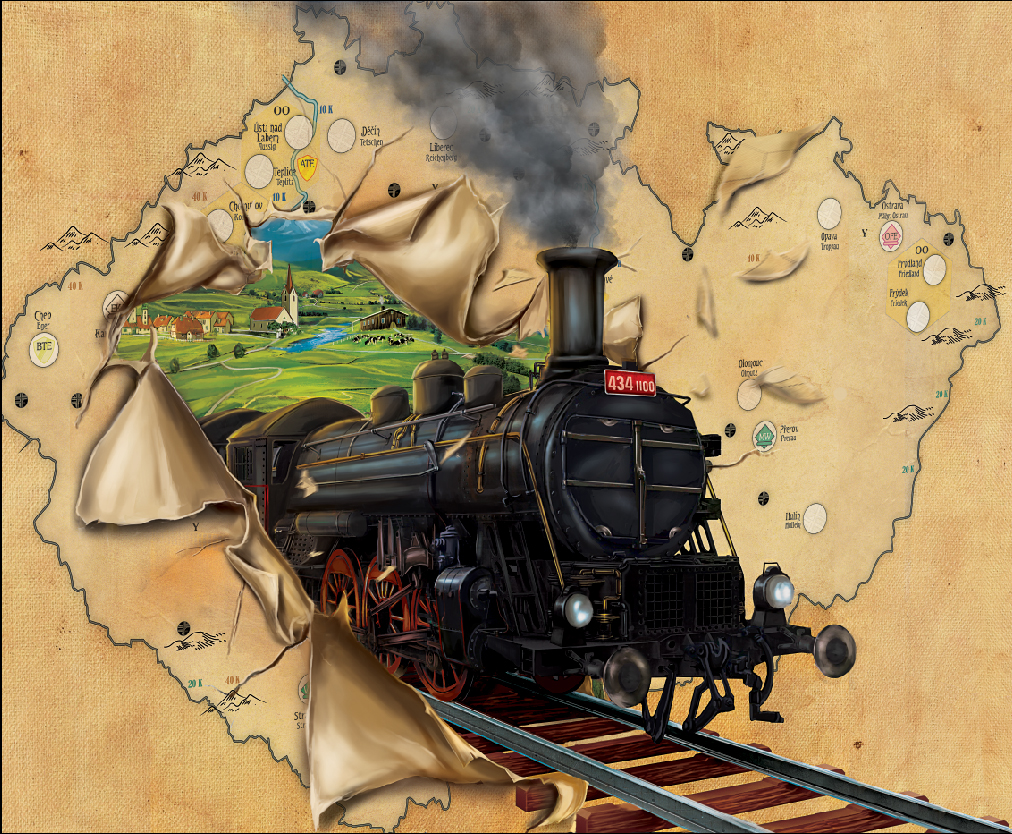 ILLUSTRATION  cover locomotive Czech Republic Landscape digital painting