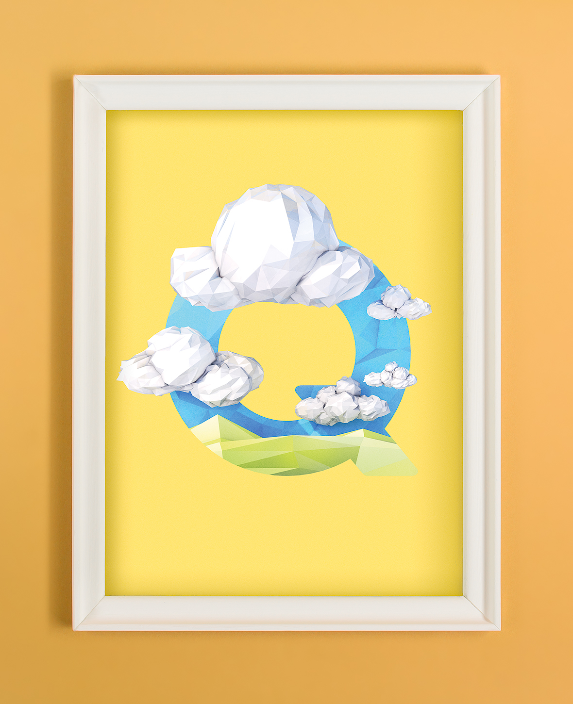 vector Illustrator alphabet letter weather type Low Poly lowpoly 3D