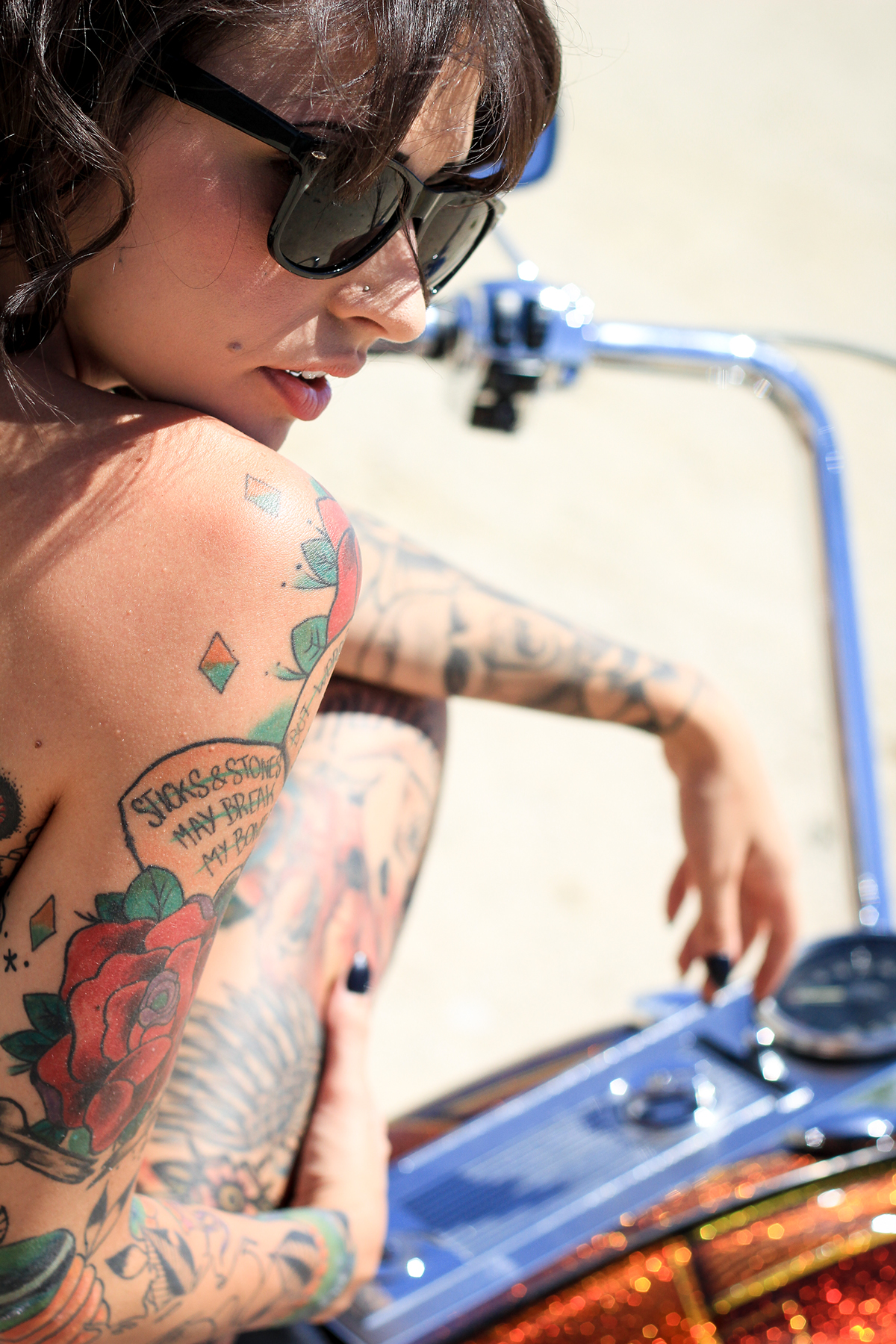 tattoo ink Palm Trees sullen Sullen Angel Angela Mazzaniti model harley Davidson photoshoot Canon lightroom Tg Tattoo