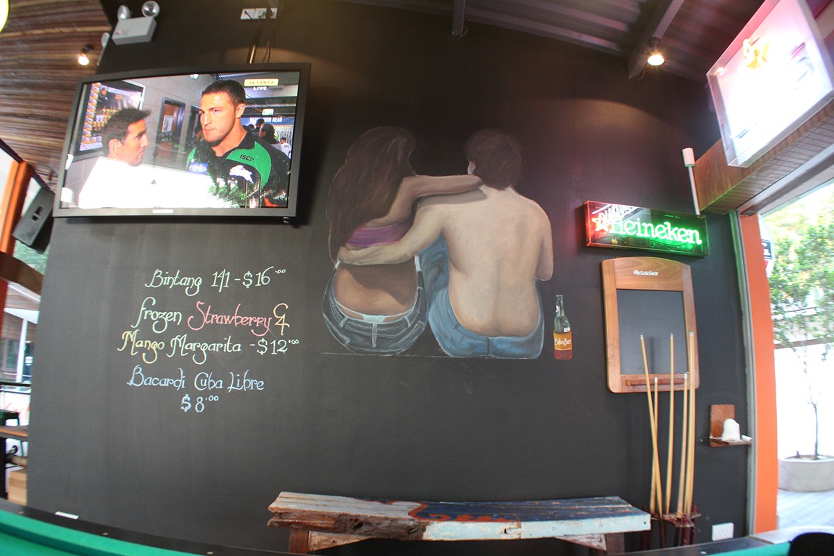 Mural pastel people bar singapore restaurant job Backs bikini bikinibar