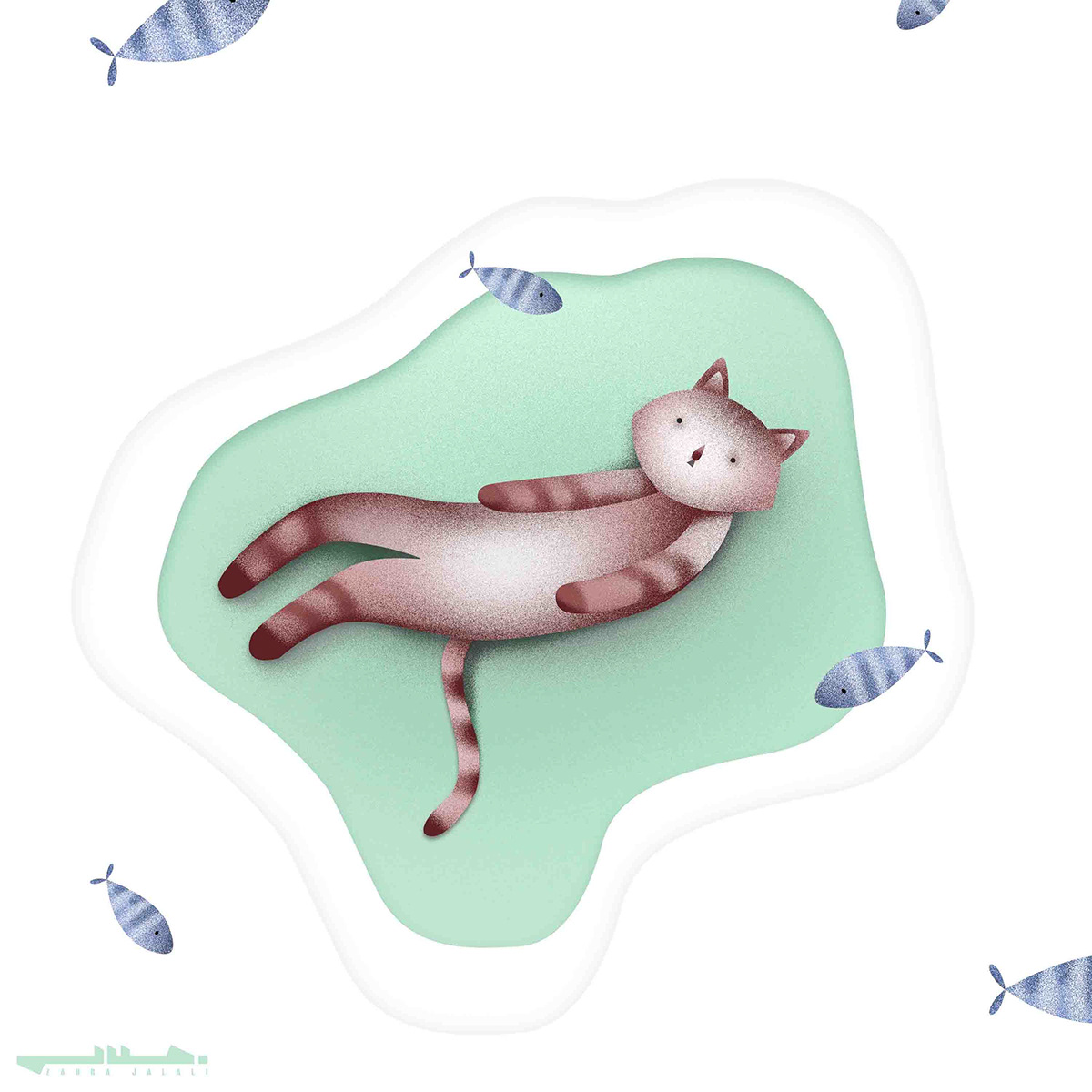 Cat fish fantasy ILLUSTRATION  gif dream