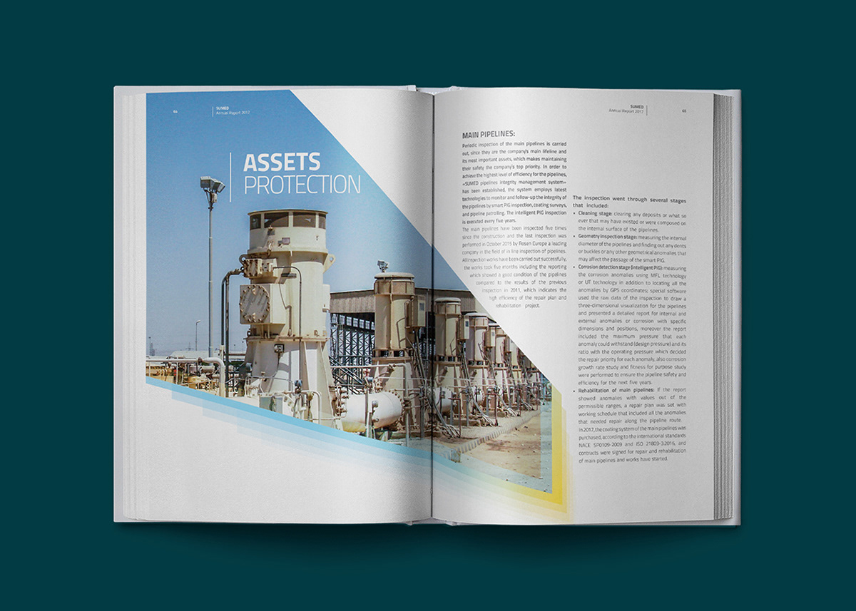 annual report Layout graphic design  petroleum oil Arab aquamarine book jetty pipelines