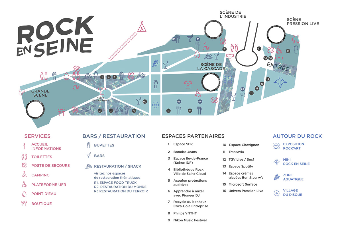 rock en seine festival Paris Musique Scénographie Mapping water mouvement rock
