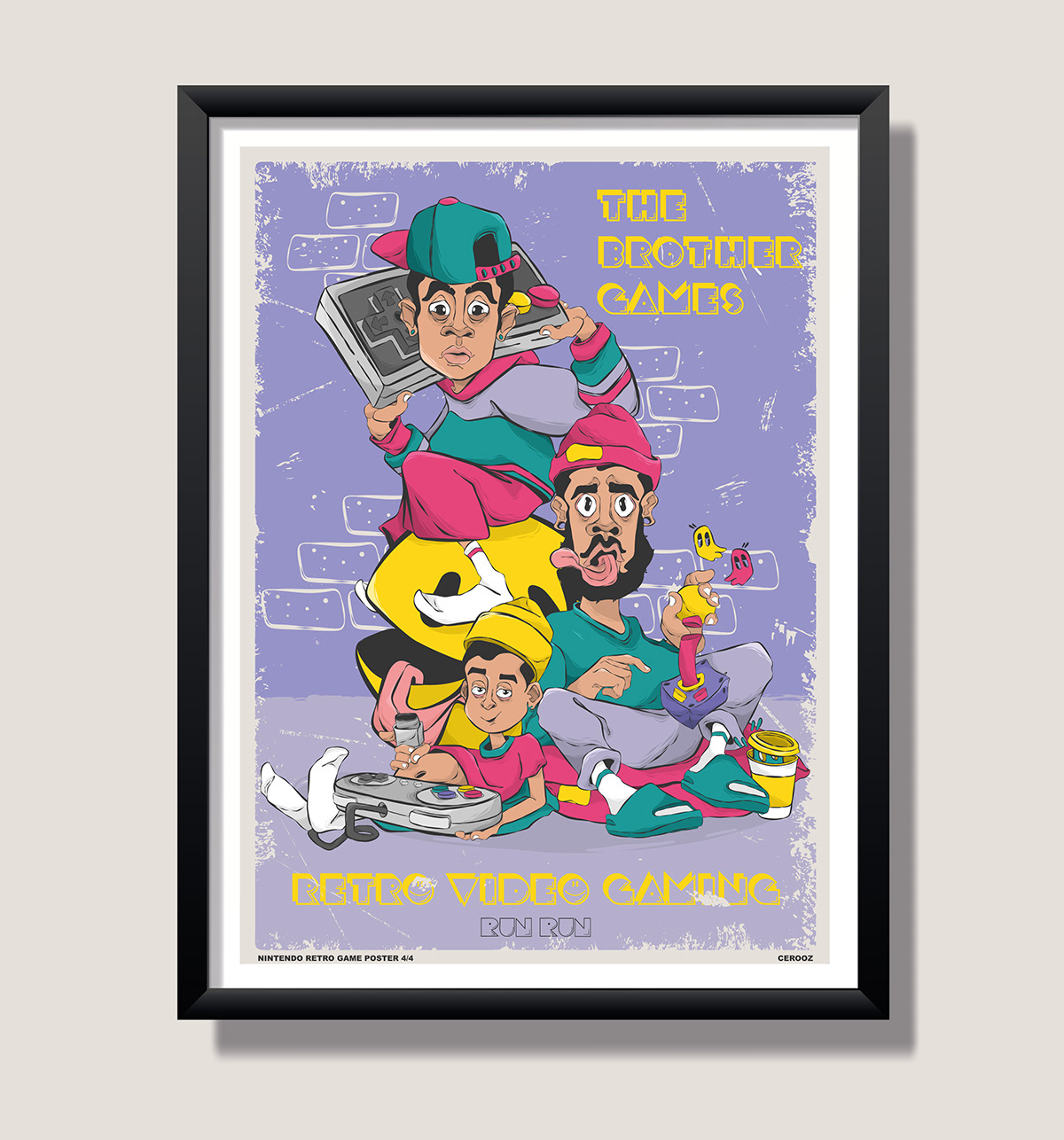 adobefresco characterdesign ILLUSTRATION  Nintendo Pacman poster Retro videogame Digital Art  Gaming