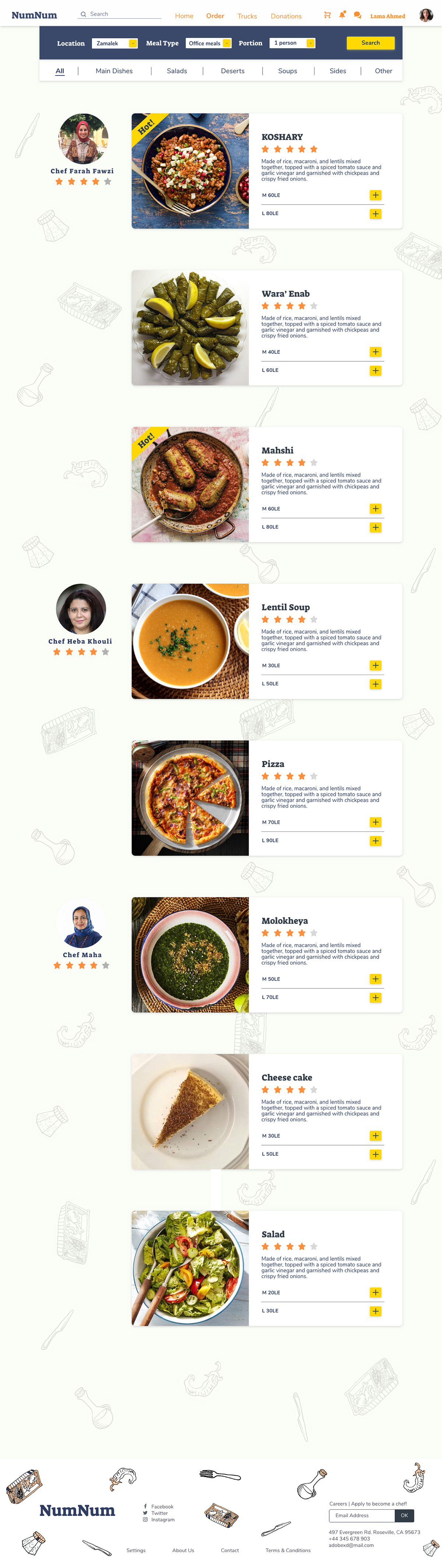 Adobe XD cooking frames Interaction design  UI/UX Design Web Design  Website