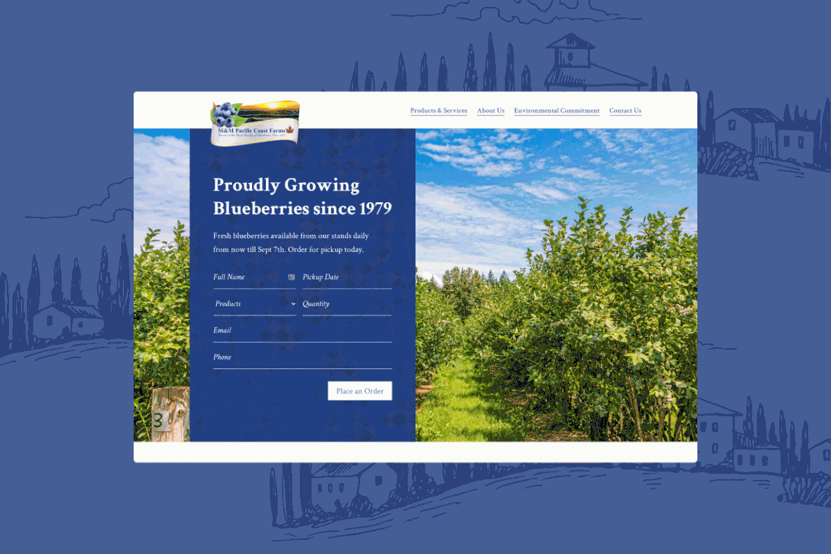 blueberry farm farm vintage Wordpress Website