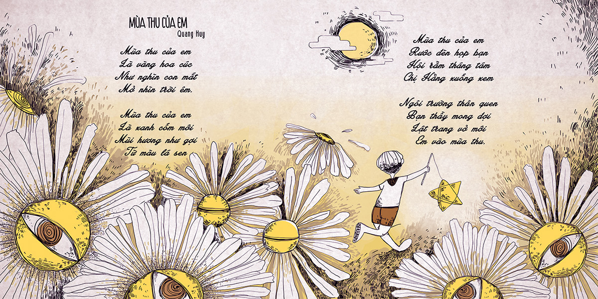 Poem illustration kids book digital