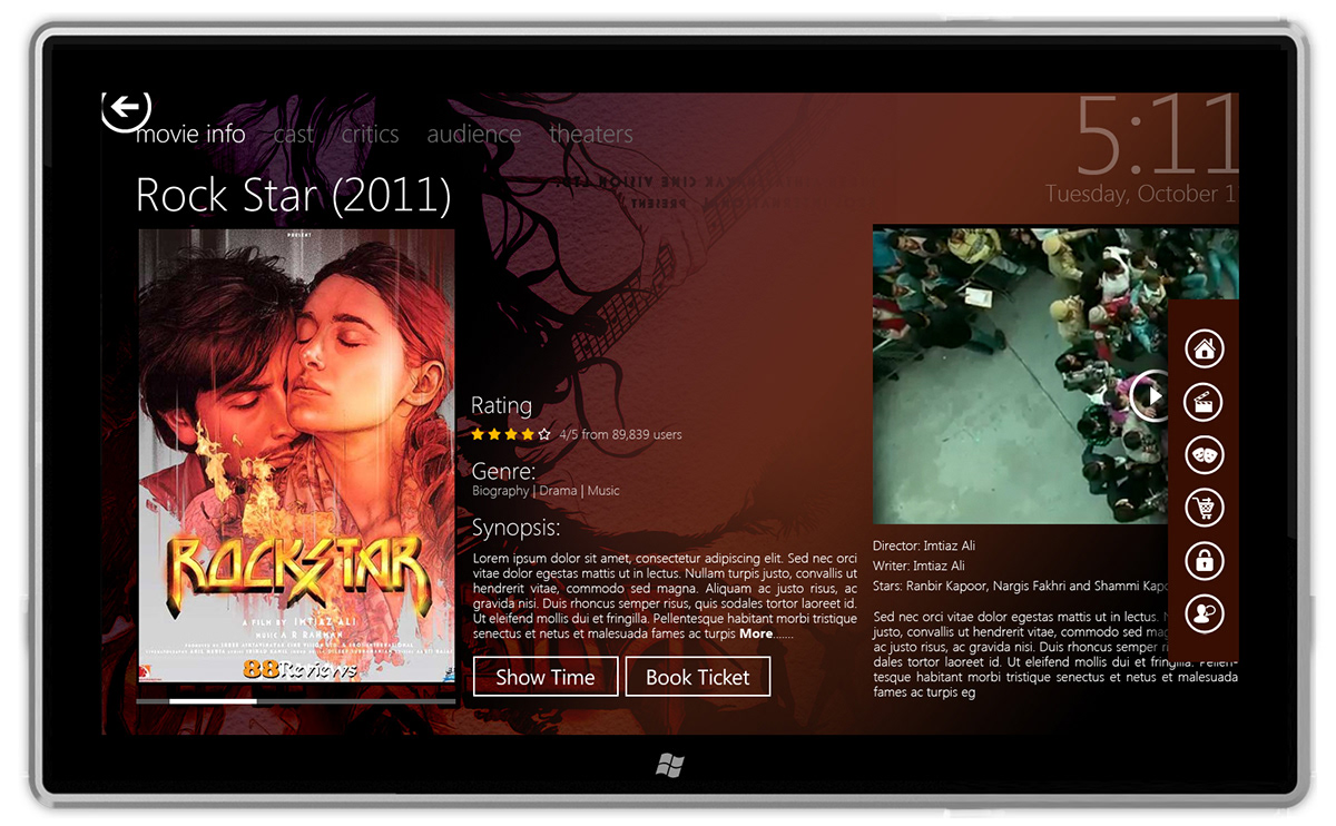 movie booking windows tablet Touch Application cinemas smart booking