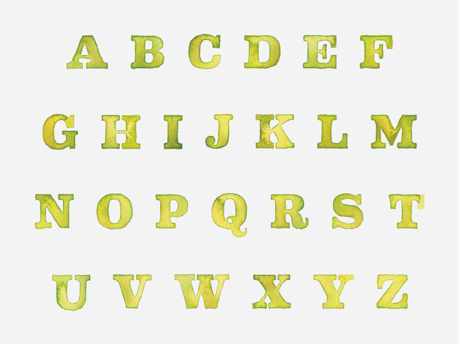art watercolor paint alphabet display type magazine serif sans sarif Handlettering letter lettering type color book editorial